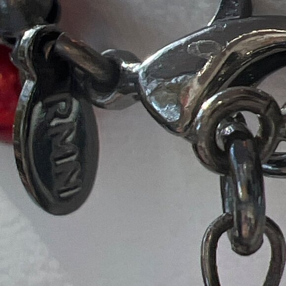 Vtg RMN Double Strand Necklace Red Graduated Faux Pearls Marcasite Beads Estate - Picture 5 of 5